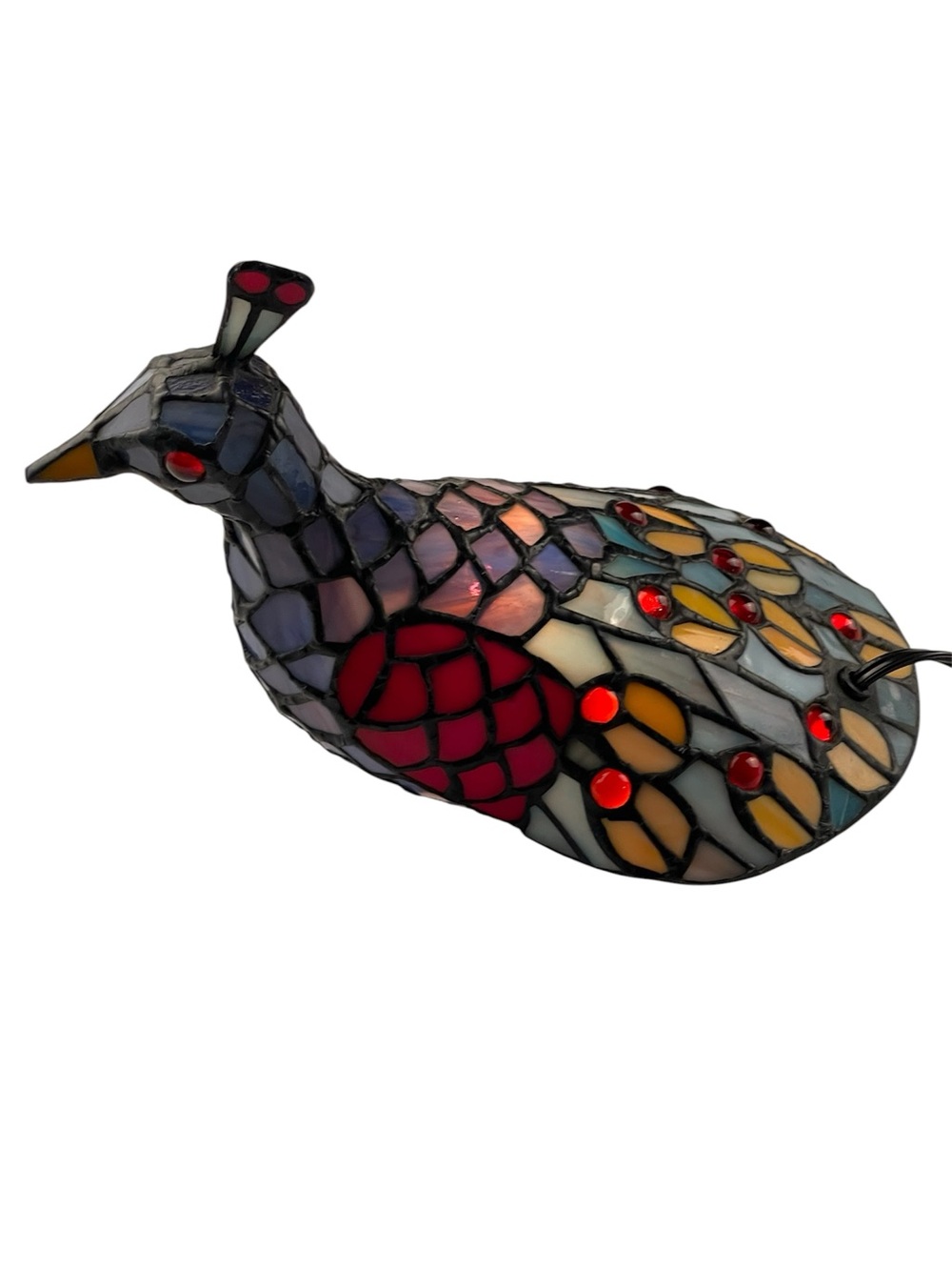 Peacock Lamp Tiffany STYLE Stained SLAG Glass Accent/Night Light